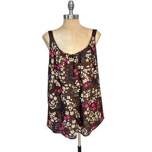 Lane Bryant Brown Floral Polyester Plus Top Size 28